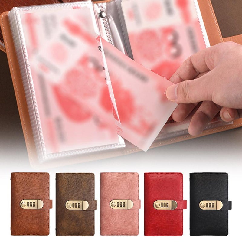 Money Saving Challenge Book with Password Lock, 7"x4.3" Budget Planner for Financial Goals, 100 Envelopes Savings System, Portable Cash Organizer for Adults & Kids (Pink) - Image 4